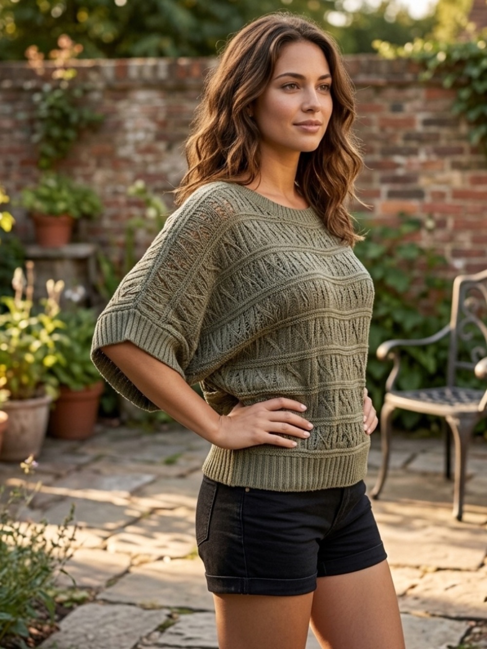 Papillon Textured Knit Bell Sleeve Top